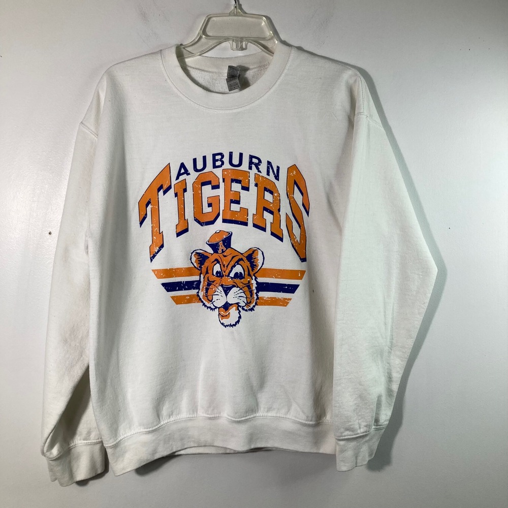 Womens Gildan Retro Auburn University Sweatshirt M Old‎ Time Tiger Graphics Flaw